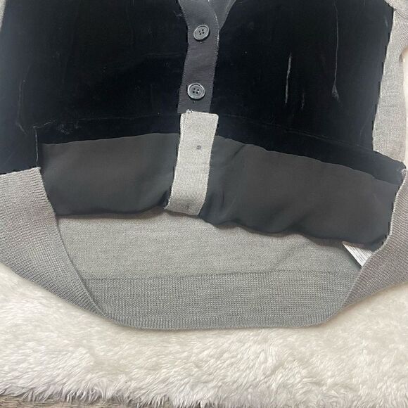 J Crew Cardigan Sweater Velvet Black Grey Size Small Button Vneck - Picture 4 of 10